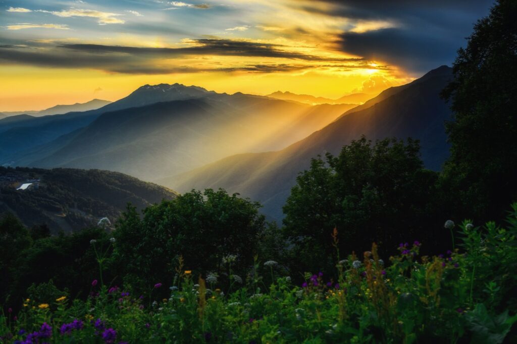 Magische Lichtanordnung mit Blick in die Natur